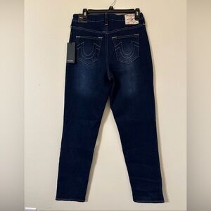 True Religion Sarah High Rise Straight Dark Mahogany Wash Stretch Jeans Sz 29x33